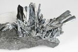 Metallic Stibnite Crystal Spray On Matrix - Xikuangshan Mine, China #175897-1
